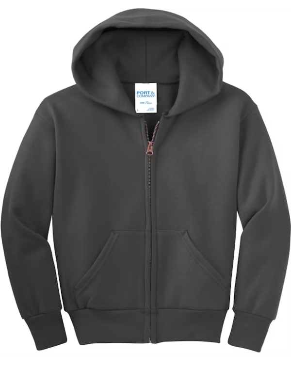 Charcoal Zip Up Hoodie Youth - Image 4