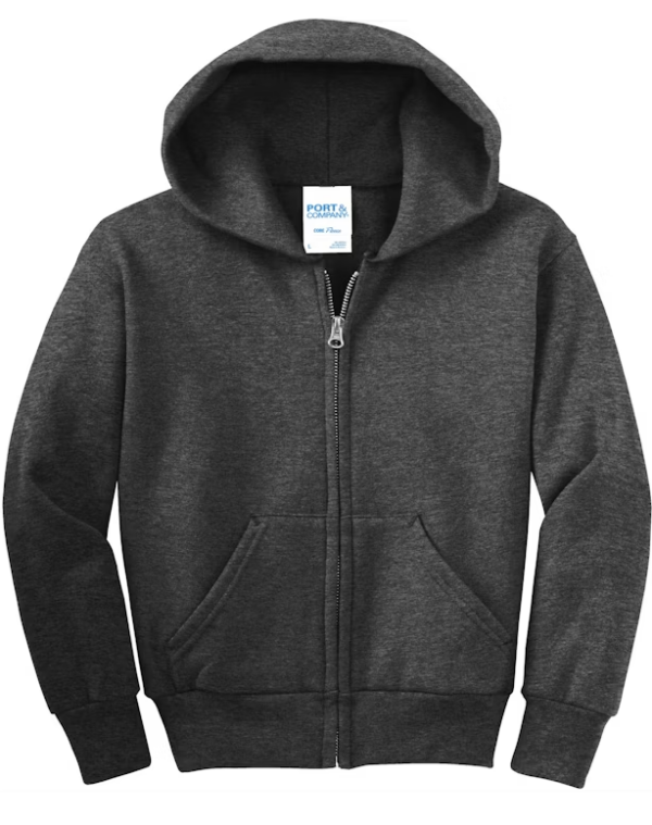 Heather Gray Zip Up Hoodie Youth - Image 4