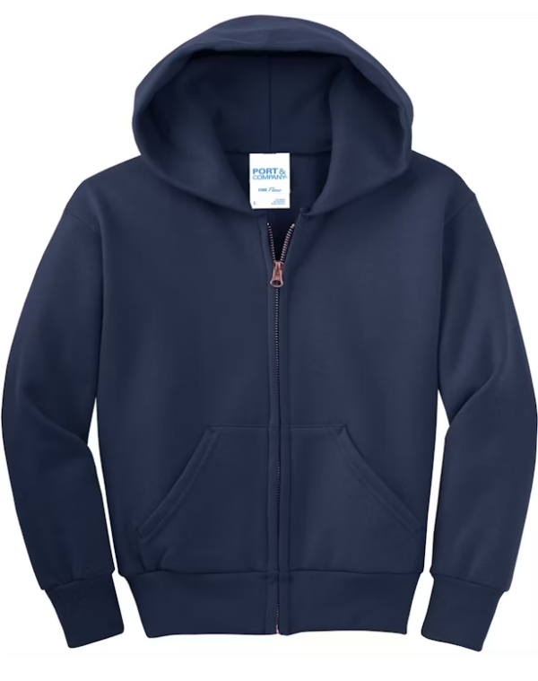 Navy Zip Up Hoodie Youth - Image 4